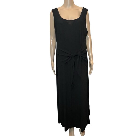 Attitudes by Renee Women Maxi Dress Tie Front Black Plus Size 1X Sleeveless New - Picture 2 of 11